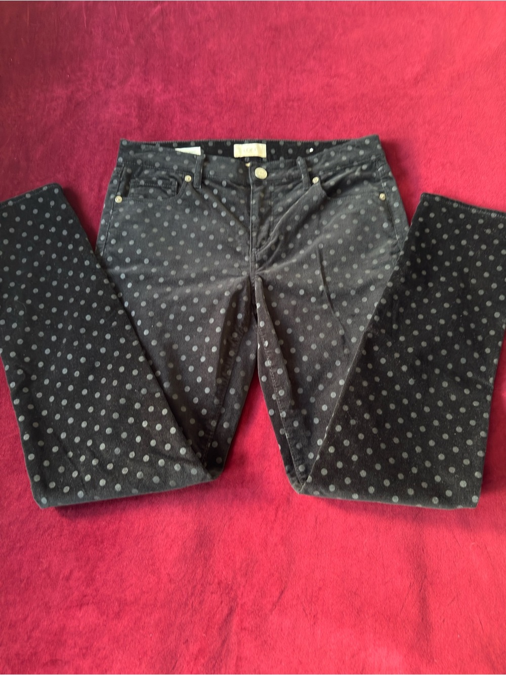 Polka Dot Black Slim velour pants size 6